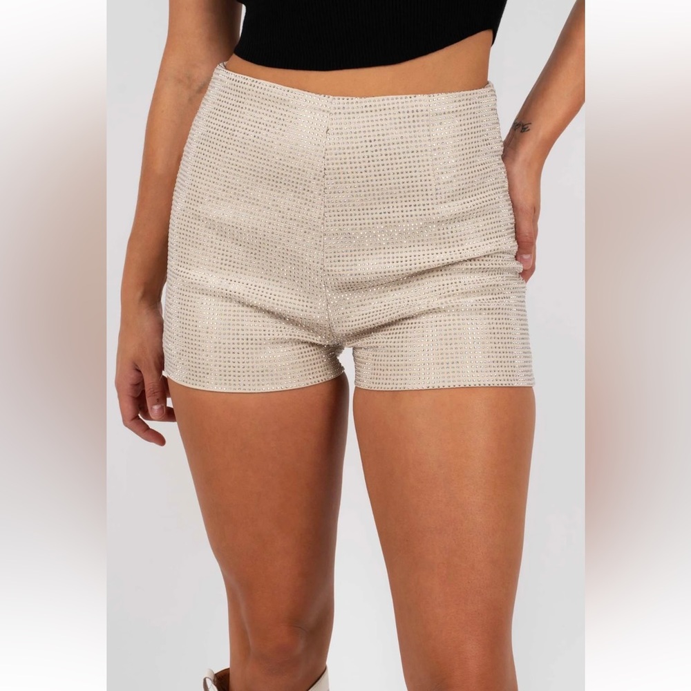 Bejeweled High Waisted Shorts- Gold
